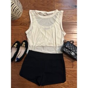 DOLAN Left Coast Anthropology Mesh 2-Piece Set Tank Top & Sheer Overlay Beige